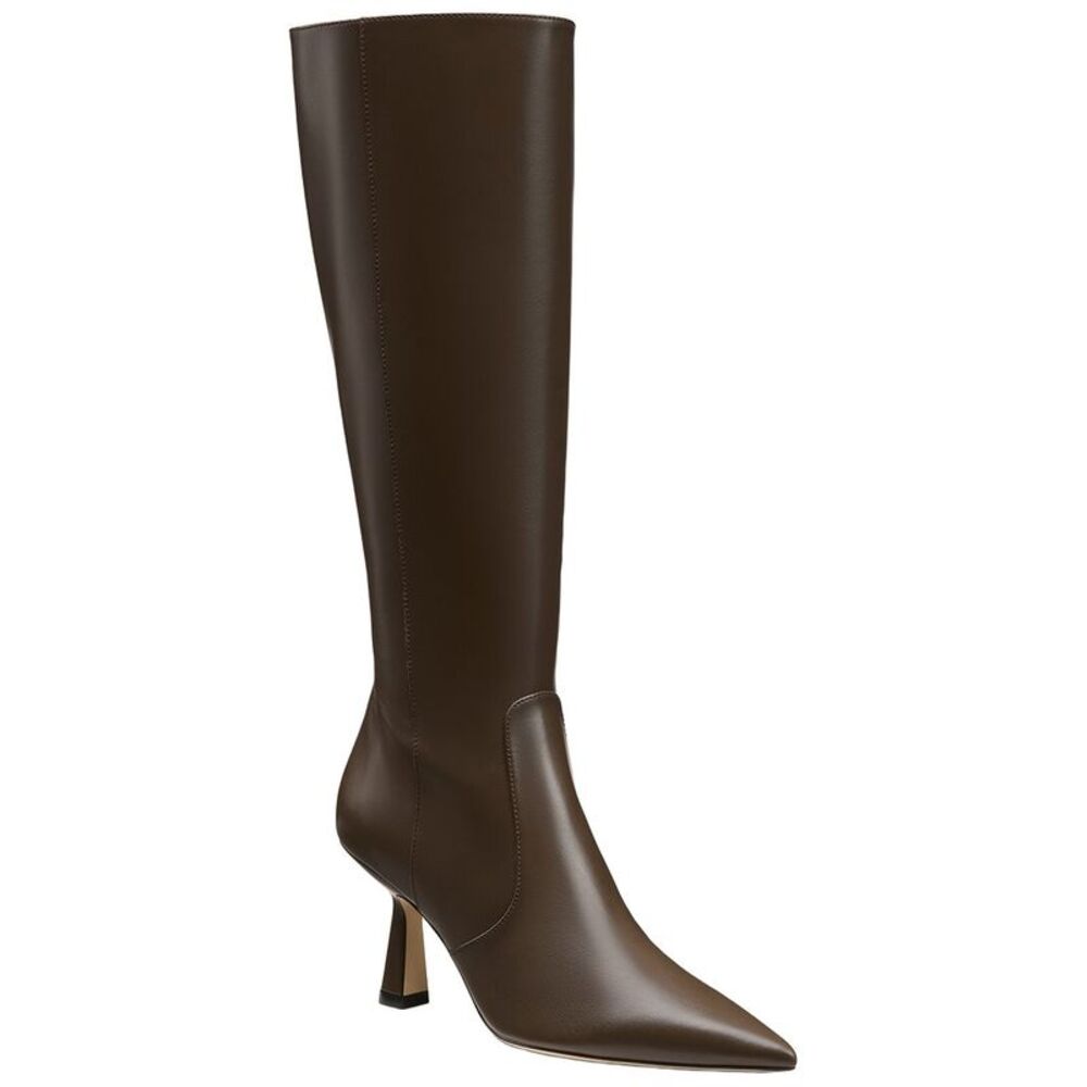 Stuart Weitzman Stuart Supersculpt Zip Leather Boot 75, Brown